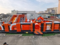 Nouveau parc de divertissement gonflable Leap de 60 pieds avec toboggan combiné, château gonflable, parcours d'obstacles, fête