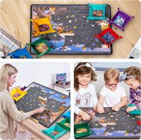 Tapis de puzzle pliable personnalisé avec logo, durable, robuste, facile à ranger, gain de place, en feutre, avec 6 plateaux de tri colorés
