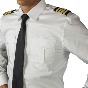 Short Long Sleeve Homens Mulheres Ombro Dragonas Camisas Brancas + Calças Pretas Custom Airline Piloto Camisa Conjunto Uniforme - Product Image 2