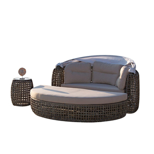Modern Day Bed Patio Furniture Hotel Luxury Garden Sun Lounger Round Aluminum Rattan Wicker <strong>Outdoor</strong> <strong>Daybed</strong> <strong>With</strong> <strong>Canopy</strong> - Product Image 6