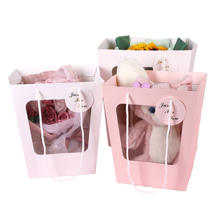 Factory Custom White Cardstock UV Printing Transparent Trapezoid Window Sweetheart Tote <b>Bag</b> Party Favor Gift <b>Bag</b> - Product Image 1