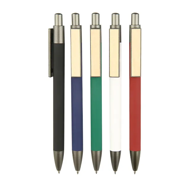 Eco Friendly Pen Aluminum Material with Cork and Metal Clip Push Action Ball Pen Normal Refill