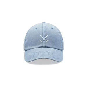 Casquette de baseball en jean bleu clair avec broderie de club de golf blanc sur le panneau avant, ajustable, unisexe, 6 panneaux, printemps-été, décontractée - Product Image 1