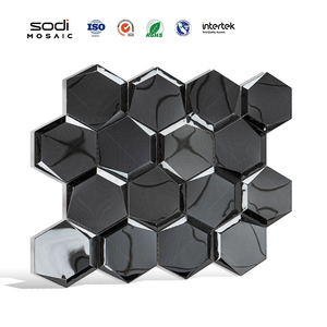 Haute Brillant 3D Hexagone Salle De Bains Carrelage Intérieur Mur Décoration En Acier Inoxydable Métal Mosaïque Moderne <span class=keywords><strong>Parquet</strong></span> pour Hôtel Rénovation - Product Image 5