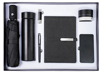 Carnet souvenir 5 en 1 avec logo personnalisé vip avec stylo 2023 ensembles de journal + parapluie avec boîte + flacon sous vide + clé usb