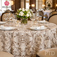 Nappe HuaLai 60x102 pouces en polyester effet coton, motif floral damassé vintage avec bordure, idéale pour mariages et dîners sur mesure