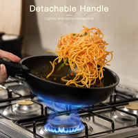 Ensemble d'ustensiles de cuisine antiadhésifs, avec poignée amovible empilable, comprenant une marmite pour bébé et une poêle à fond plat, idéal pour la cuisine de camping-car