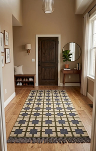 Tapis scandinave géométrique en laine et jute, fait main, moderne, antidérapant, à poils ras, pour chambre, salon, décoration intérieure - Product Image 2
