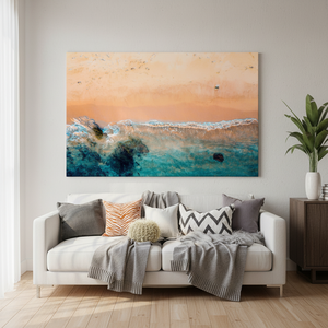 Toile murale Art Déco vue sur la mer, impression de paysage côtier, panneau décoratif à suspendre - Product Image 3