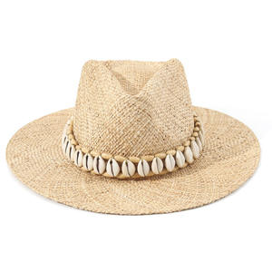 Belle qualité paille fedora femmes <span class=keywords><strong>panama</strong></span> chapeaux large bord herbe naturelle plage été chapeau de soleil pour la protection solaire - Product Image 2