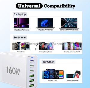 Chargeur USB C 160W GaN, station de charge multi-ports 6 ports, chargeur rapide PD USB C, chargeur de bureau pour iPhone Samsung Xiaomi, écouteurs - Product Image 3