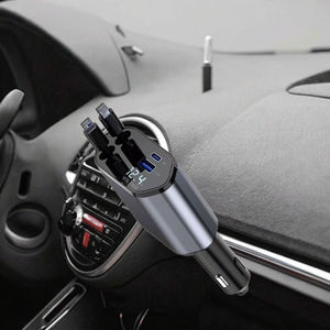Cargador de coche retráctil 4 en 1 de 120W, carga rápida, función estéreo Universal de 12-24V, 1 año de garantía, 4 adaptadores de encendedor de cigarrillos - Product Image 3