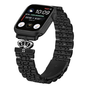 Correa de reloj de lujo con cuentas de acero inoxidable para reloj 42mm Serie 10 41/40/38/46/45/49mm IWatch <span class=keywords><strong>SE</strong></span> con hebilla plegable - Product Image 6