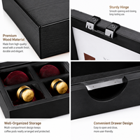 Boîte de rangement en bois noir pour capsules de café chaud, idéale pour l'emballage cadeau et la présentation