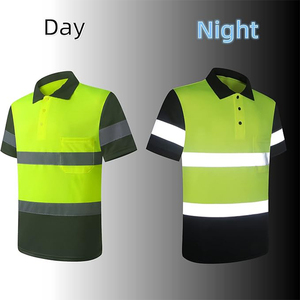 High Visibility ANSI Class 2 Men's Polo Shirt Quick Dry Breathable <b>Waterproof</b> Anti-static Custom Logo Reflective Safety <b>Work</b> - Product Image 4