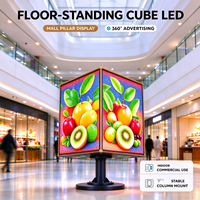 Layar LED Kubus 3D OEM IP65 untuk Luar Ruangan, Video Wall Warna Penuh 360 Derajat untuk Iklan di Pusat Perbelanjaan