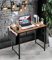 Petit bureau d'ordinateur Table d'étude pour petits espaces bureau à domicile 31 pouces rustique étudiant ordinateur portable PC bureaux avec sac de rangement