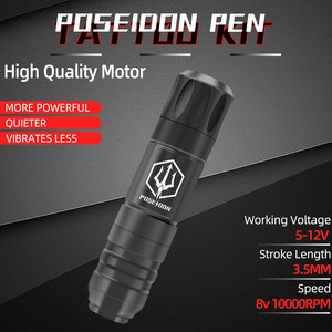 Kit de stylo à tatouer sans fil professionnel par POSEIDON - Pistolet à tatouer portable en acier inoxydable pour les sourcils - Product Image 1
