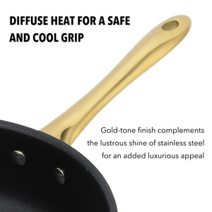 Toptan özel altın renk kolları 9 parça paslanmaz çelik indüksiyon güvenli tencere ve tavalar toksik olmayan mutfak tencere seti - Product Image 4