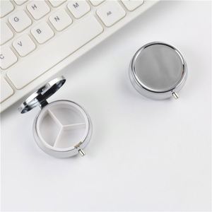 <b>Small</b> Golden Stainless Steel Zinc Alloy Round Metal Pill <b>Box</b> Easy to Carry Accept Custom <b>Storage</b> <b>Box</b> - Product Image 4