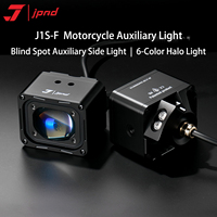 J1S-F Phare auxiliaire avant de moto 120W en alliage d'aluminium, lumière halo 6 couleurs LED super lumineuse, étanche IPX8, pour rénovation/amélioration