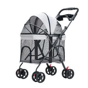 Kingtale Pet Suppliers Aksesoris Anjing Kereta Dorong Hewan Peliharaan Lipat 4 Roda Berbahan Kaca Model Fashion dengan Ritsleting untuk Anjing Kucing Anak Anjing Ukuran Kecil Sedang - Product Image 1