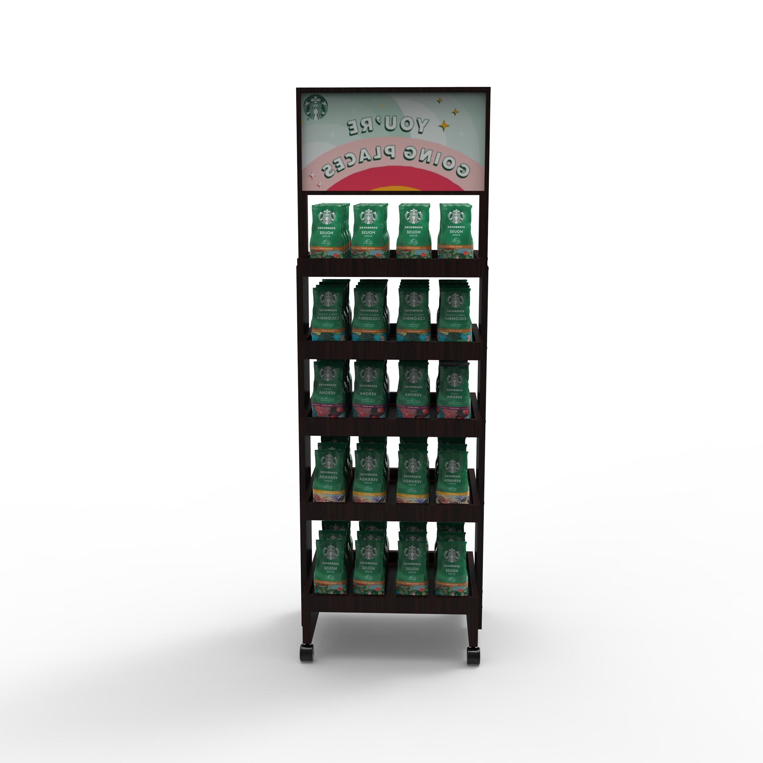 Shopping Mall Supermarket Wooden Display Rackfour Layers Shelf Display Stand Customized — view 3