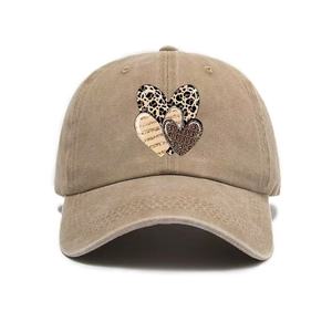 Cross border popular washed distressed heart shaped <b>leopard</b> <b>print</b> baseball cap American soft top versatile outdoor <b>hat</b> - Product Image 2