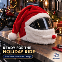 Housse de casque de moto en peluche extensible pour casque intégral, motif Père Noël, décoration de Noël amusante, cadeau pour motard