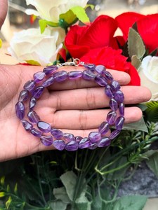 Ensemble collier et bracelet en améthyste violette, perles de pierres précieuses violettes naturelles, bijoux élégants faits à la main, cadeau pour femmes et filles - Product Image 3