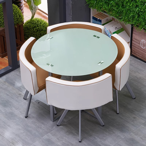 Kính bàn ăn và Ghế bộ 4 cho nhà bếp nhỏ dinette <span class=keywords><strong>5</strong></span> mảnh đương đại Tempered kính vuông bàn và 4 ghế - Product Image 2