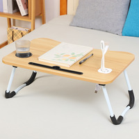 Tablette de lit pliable pour ordinateur portable avec plateau inclinable à 5 positions et hauteur réglable