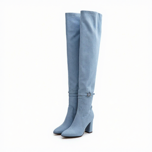 XINZI RAIN <span class=keywords><strong>Taille</strong></span> 32-46 Bottes à talon haut sur la cuisse pour femmes Design personnalisé en denim Bottes de cowboy à talon fin pour femmes de grande <span class=keywords><strong>taille</strong></span> - Product Image 1