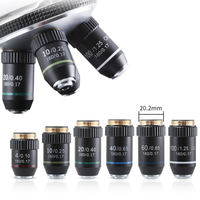 195 objectif achromatique 4X 10X 20X 40X 60X 100X pour Microscope biologique RMS 20.2mm accessoires de Microscope optique