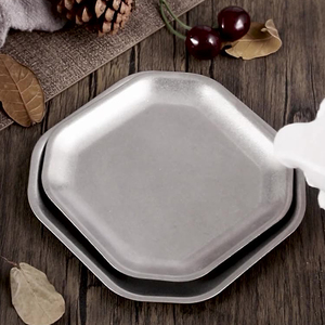 Assiette carrée en acier inoxydable rétro nostalgique coréenne faire vieux BBQ Dessert Fruit <span class=keywords><strong>Cake</strong></span> Tray or Snack Dish - Product Image 4