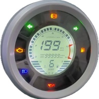 Instrumen Sepeda Motor, Termometer Air dan Pengukur Bahan Bakar Gigi 1-6 Bulat, Speedometer Odometer Dasbor, LCD Digital Modifikasi
