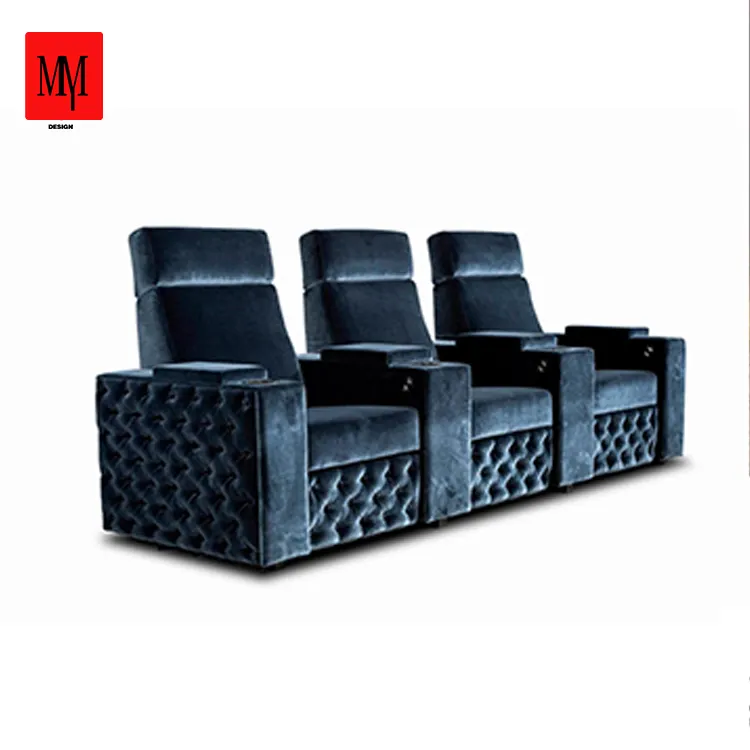 MOYI-RS04 theatre for media movie room 2 seat modern reclining leather room storage 3 2 1 modern electric recliner sofa