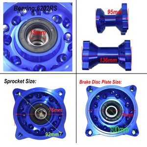 Ruota Super Motor da 12 Pollici 2.50-12 con Cerchio Anteriore, Pneumatico Stradale 90/90-12 e Ruota Posteriore 3.00-12 120/70-12, <span class=keywords><strong>Mozzo</strong></span> in Alluminio CNC - Product Image 6