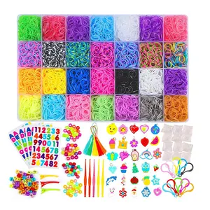 Kit de bandas de borracha, conjunto com 10,000 + faixas coloridas para crianças, kit de pulseiras diy com contas