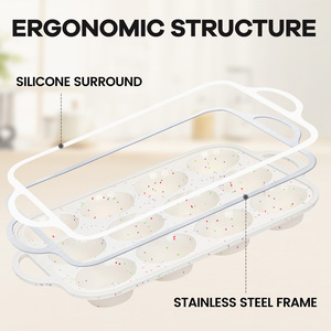 12 ly không dính Silicone Muffin Pan với khung gia cố kim loại kích thước thường xuyên Silicone cupcake Pan để nướng bánh nướng xốp tự chế - Product Image 2