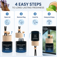 Diffuseur de parfum suspendu pour voiture Custom TopOne, flacon en verre de 8 ml pour huiles essentielles avec cordon réglable, pour utilisation en voiture, dans un placard ou au bureau uniquement