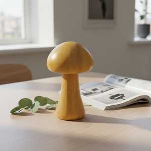 Scultura di Fungo in <span class=keywords><strong>Legno</strong></span> Massello, Decorazione da Tavolo Artigianale, Finitura Naturale Lucida, Ornamento Realizzato a Mano, Regalo Unico in <span class=keywords><strong>Legno</strong></span> - Product Image 1