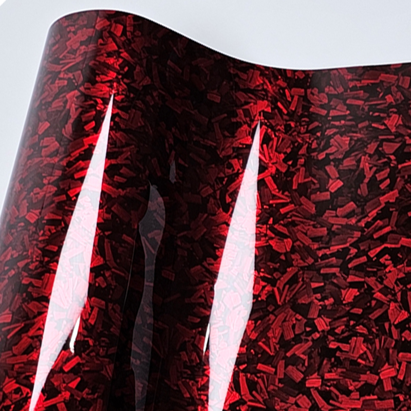 Fibre de carbone rouge-brillant (30*150cm)