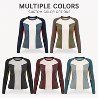 Maillot de cyclisme personnalisé à manches longues pour femme, col rond, blocs de couleurs verticaux, idéal pour les compétitions de cyclisme sur route