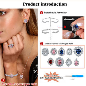 RINNTIN LMB01 + LMN09 gioielli all'ingrosso della fabbrica regolabile rosa zircone bracciale 925 argento Sterling Tennis bracciale - Product Image 5