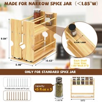 SpaceAid Étagère à épices coulissante en bambou robuste pour armoire, avec 3 tiroirs (largeur 2 po), 2 niveaux, largeur 7,6 po, naturel