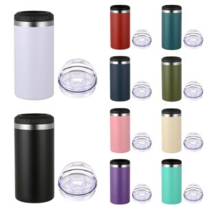 Portátil 16oz Can Cooler 4 en 1 Sublimación Metal Beer Can Doble pared Acero inoxidable Ice Silm Tumbler Cold Holder Coolers - Product Image 1