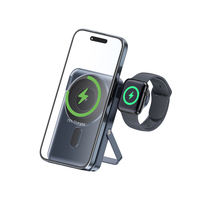 Chargeur portable 3 en 1 10000 mAh 15W Banque d'alimentation magnétique sans fil avec support de téléphone USB-C PD 22.5W Charge rapide Batterie externe