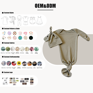 Hongbo Designer Knit Baby Gown Night Wholesale Private Label Baby <strong>Sleepsuit</strong> Bamboo Fiber Solid Colors Luxury Baby Gown - Product Image 4