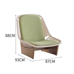 Chaise d'extérieur moderne en corde tressée pour hôtel, avec pieds coniques et assise rembourrée pour balcon, cour, resort, patio - Product Image 3